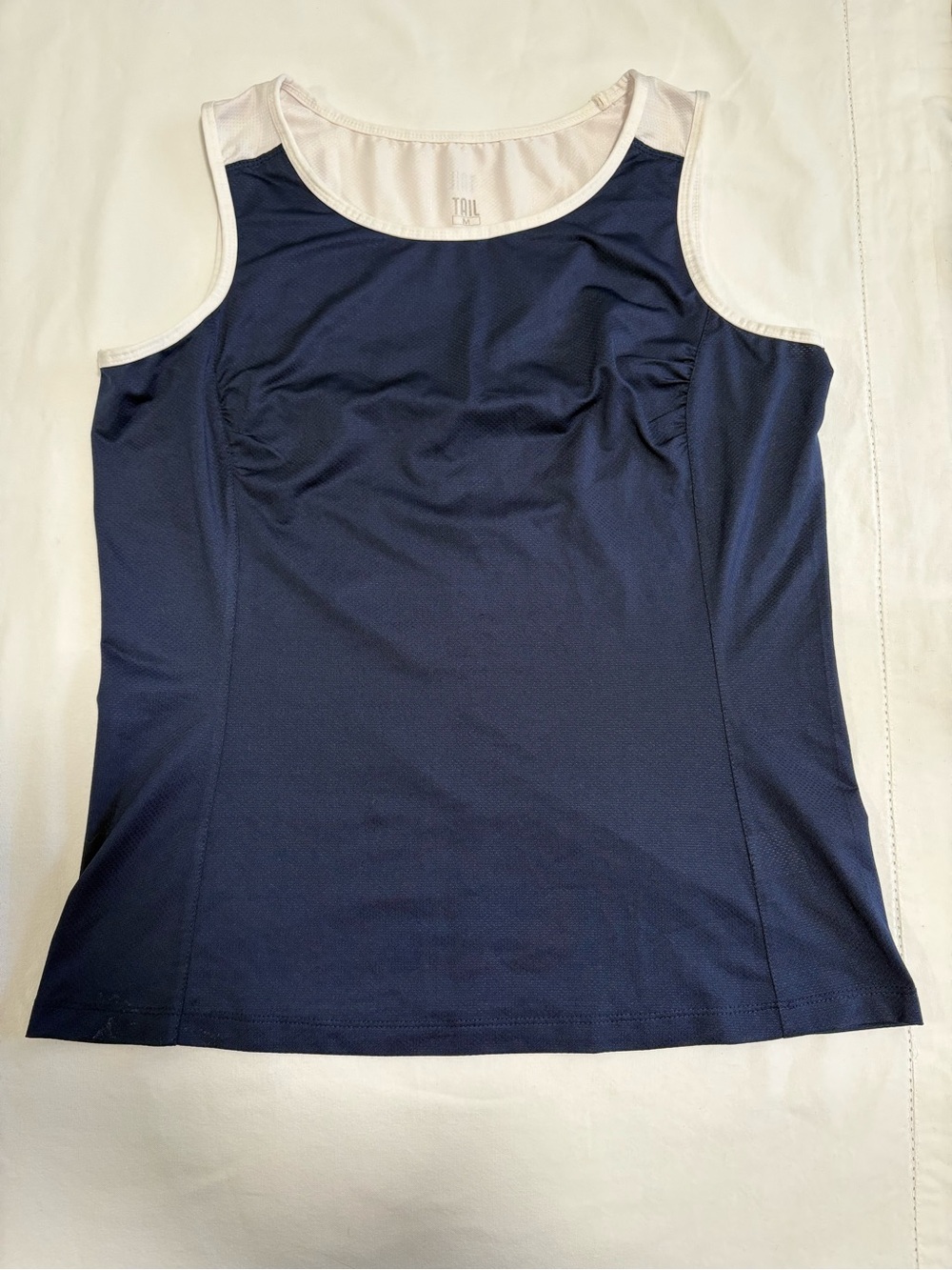 Tail Navy and White Breathable Activewear Tank Top